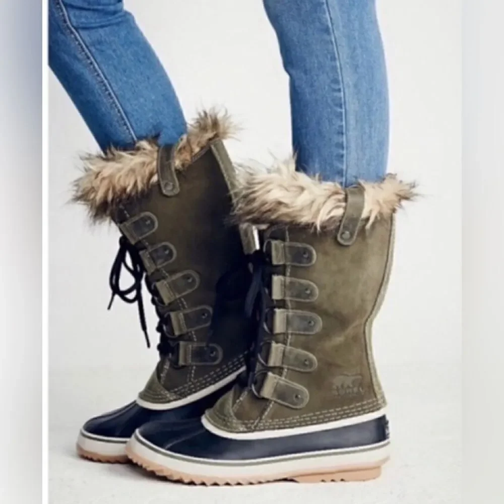 SOREL Joan Of Artic Snow Boots Women's 6 Brown Faux Fur Waterproof Insulated